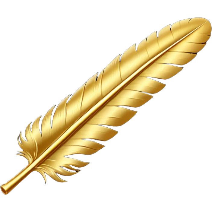 3D perspective Premium golden feather emoji