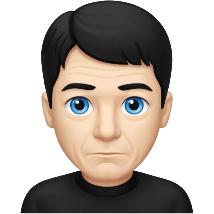Shemp Howard from the Three Stooges with blue eyes, black hair, black outfit emoji