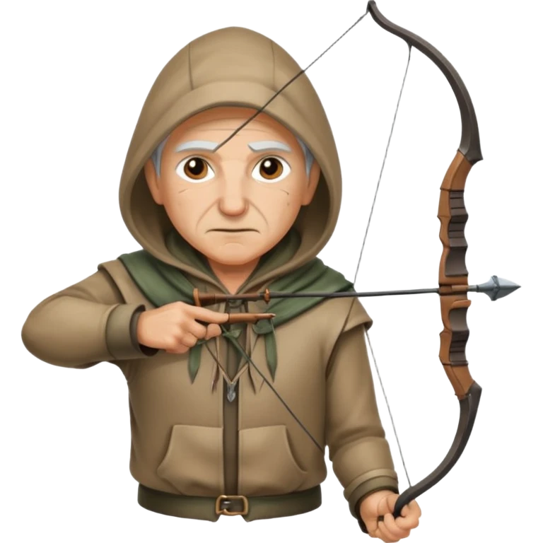 Archer âgé capuche position tir emoji