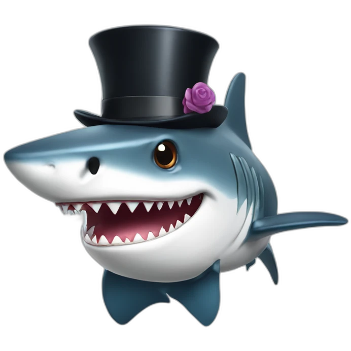 Shark with a top hat emoji