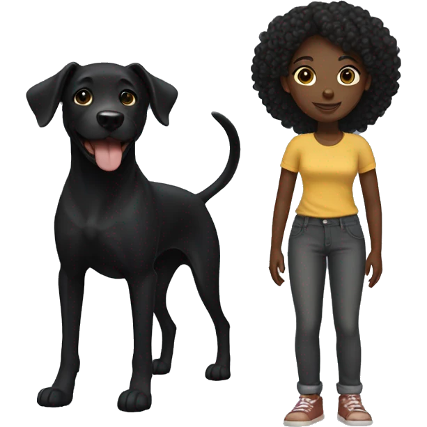 Black girl with black dog  emoji
