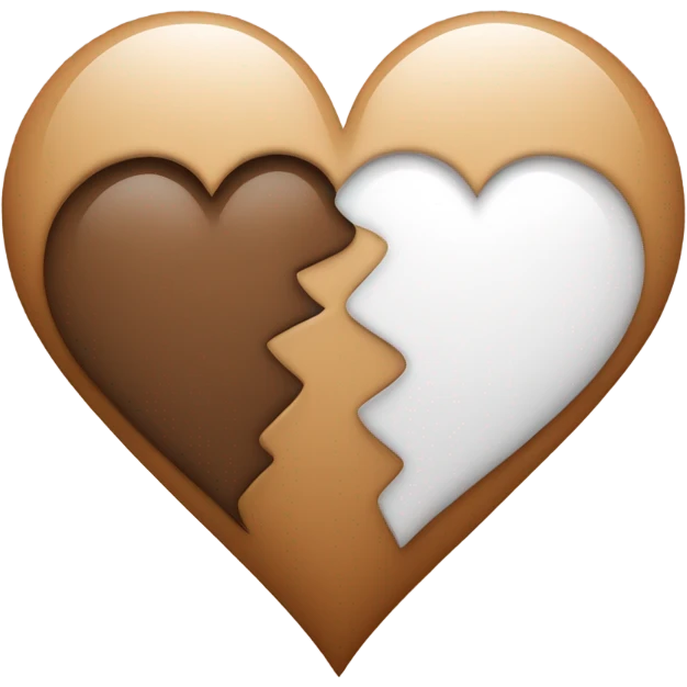 Brown heart and white heart mixing emoji