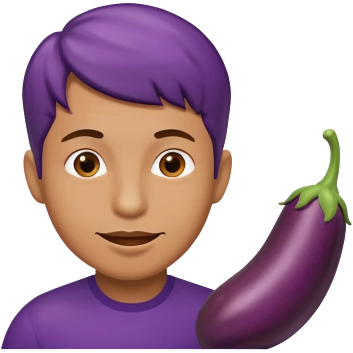man eating an eggplant emoji