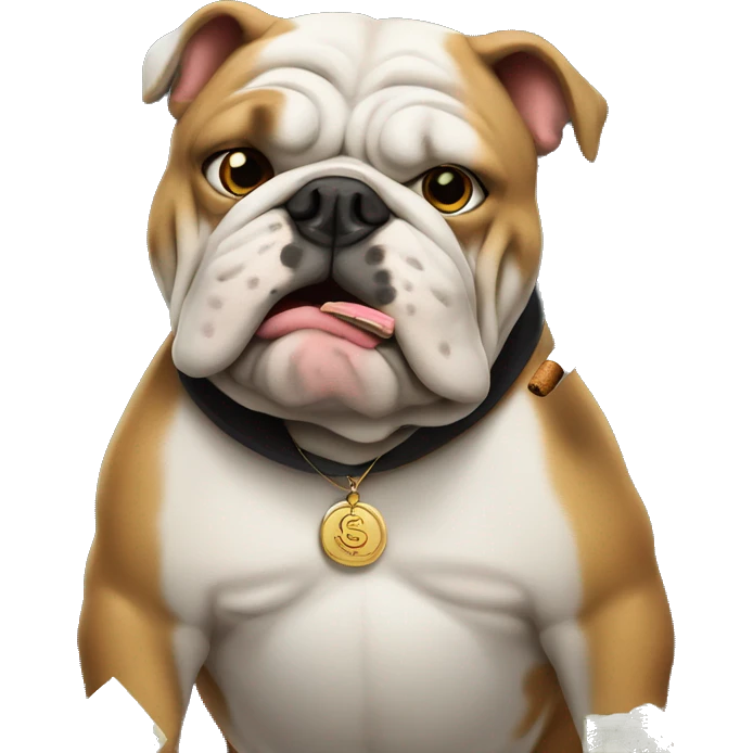 bulldog smoking cigar with money emoji