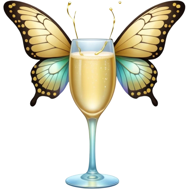 Butterfly with champagne glas  emoji