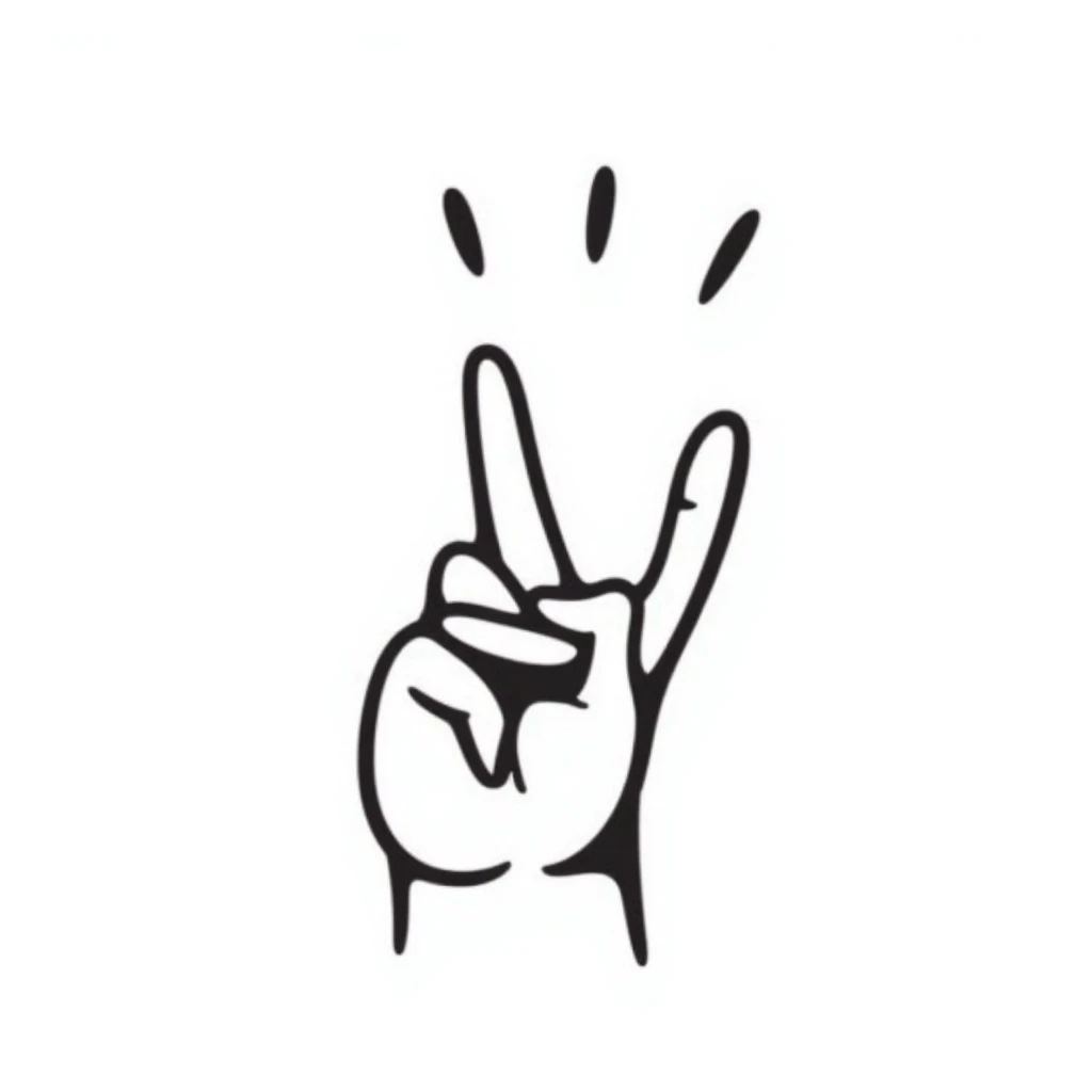 stylized symmetrical hand making rock sign (horns), doodle style, square format, symbol for music marketing course cover emoji