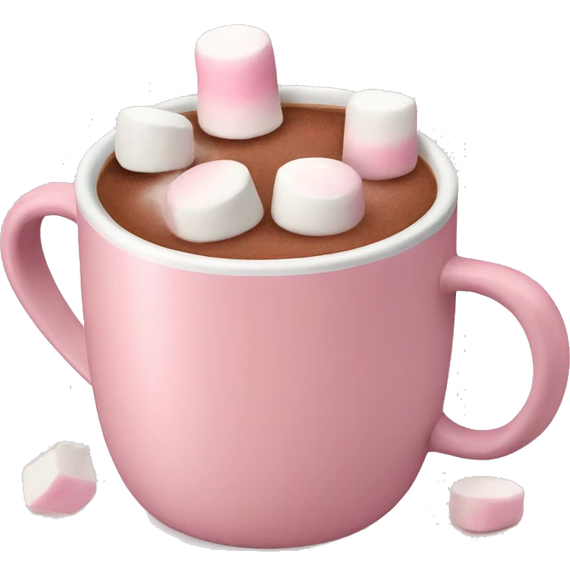 Light Pink mug of hot chocolate with marshmallows  emoji