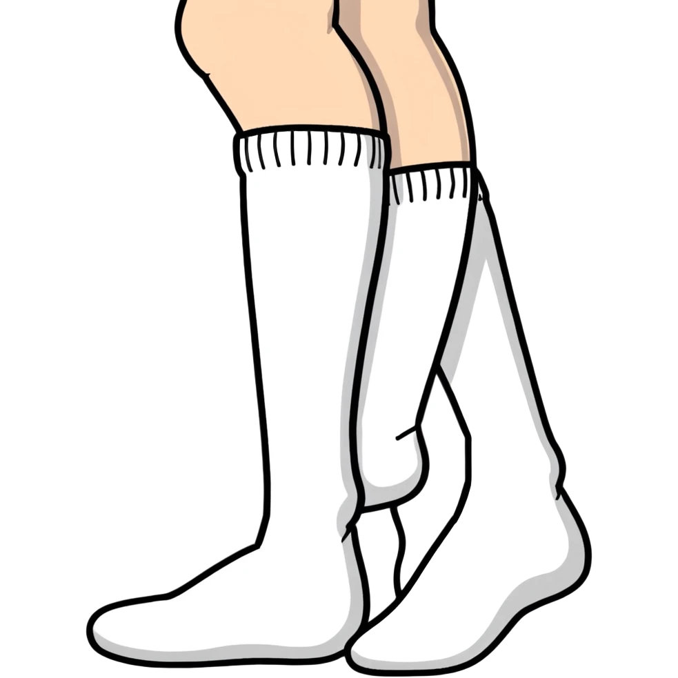 woman's feet wearing white crew socks viewed from directly underneath showing soles emoji