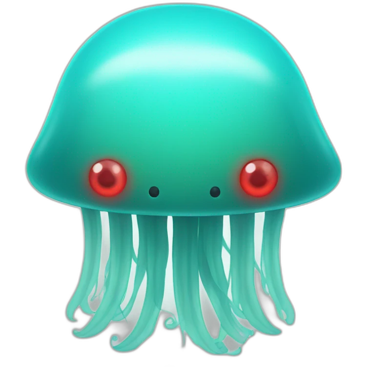 turquoise ghostly jellyfish with red eyes emoji
