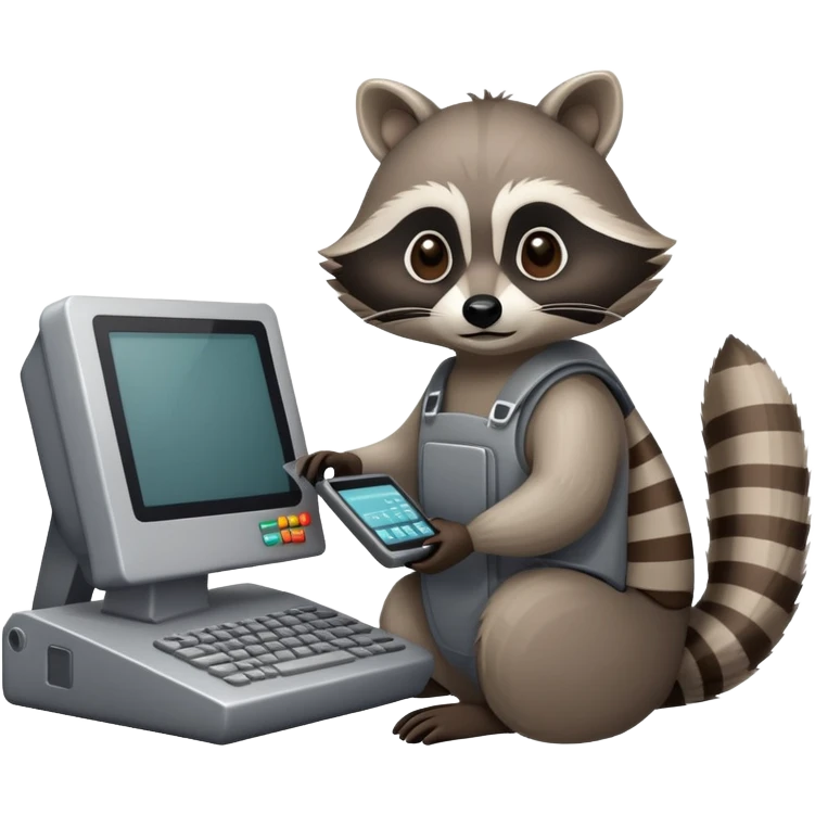 raccoon with computer terminal emoji