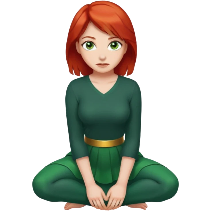 Woman with green eyes and red hair kneeled down  emoji