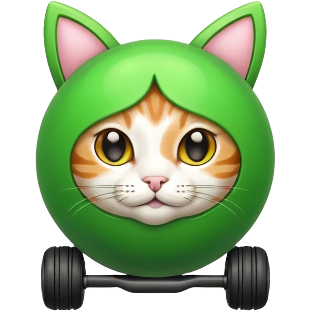 Cute green ball with cat ears with wheels emoji