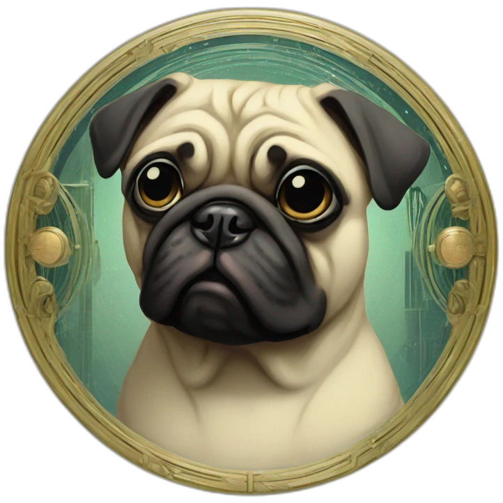 A cyberpunk pug in Art Nouveau style during 1910 emoji