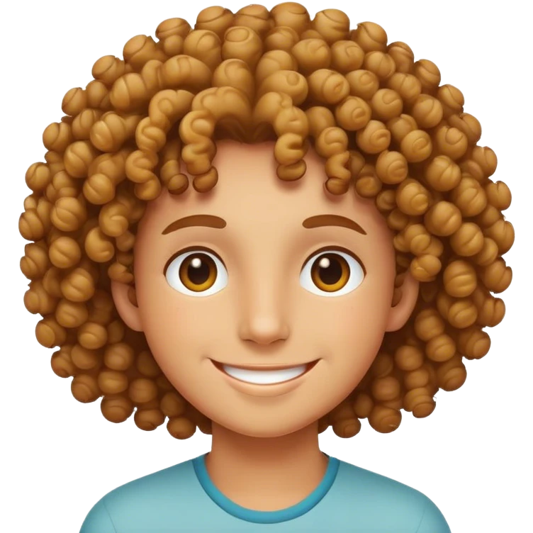 Curly haired smiley face emoji