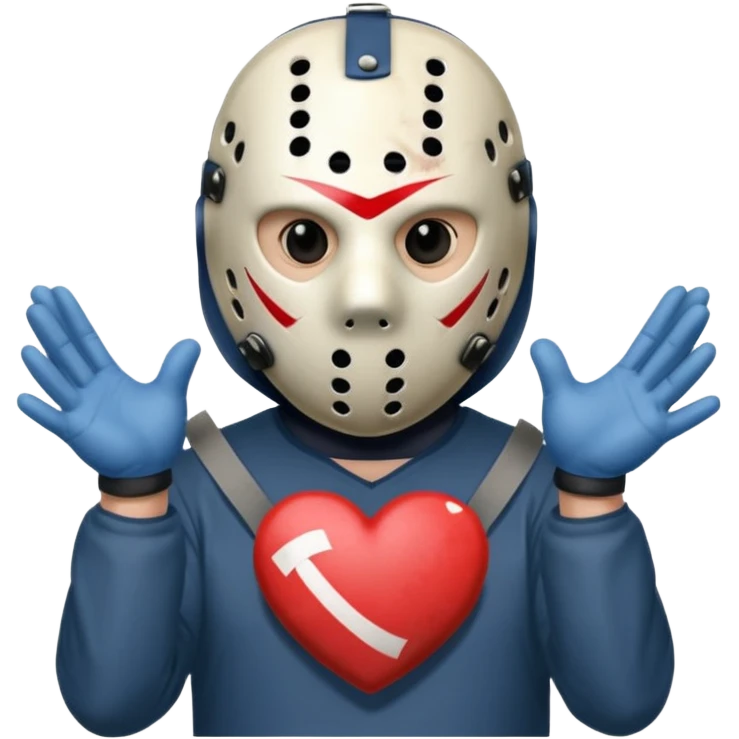 Jason Voorhees, looking cute, heart gesture with hands emoji