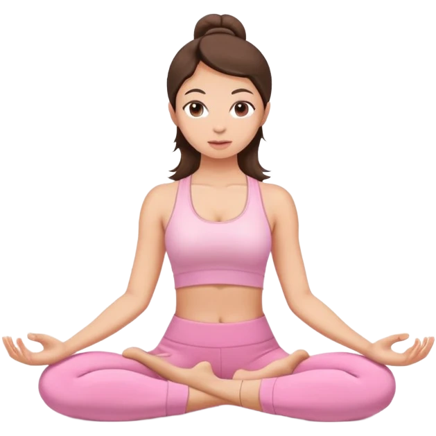 brunette yoga girl light pink clothes n emoji