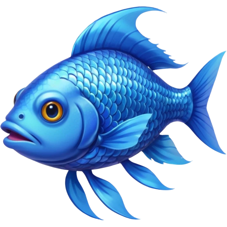 fish with blue hair looking into camera emoji