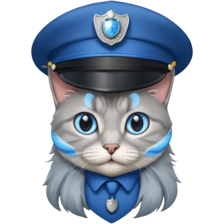 grey long-haired cat police emoji