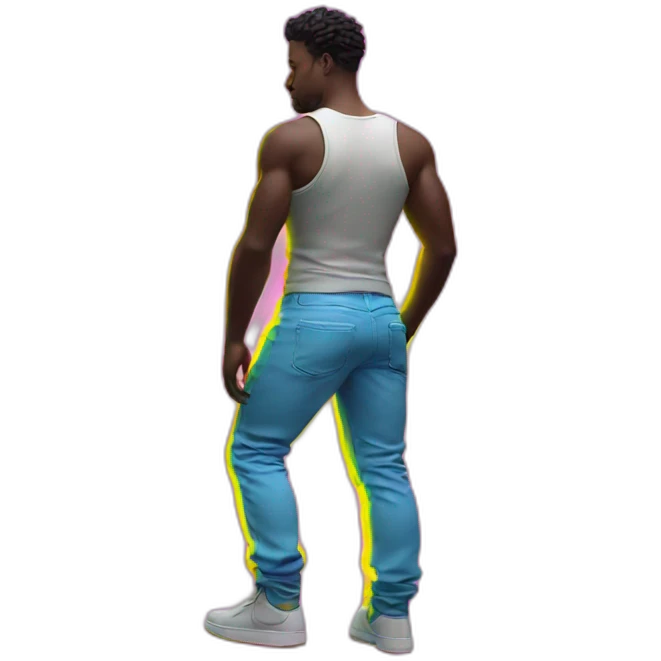 Juicy booty neon sign style man emoji