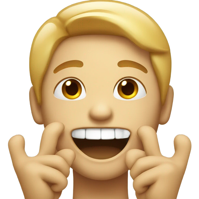 Smile with teeth with hands emoji