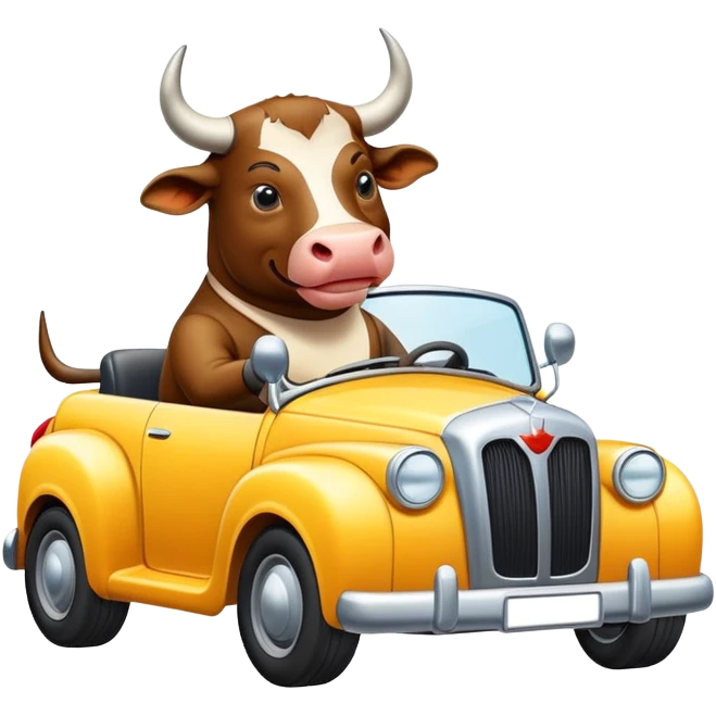 The bull is driving a car. emoji
