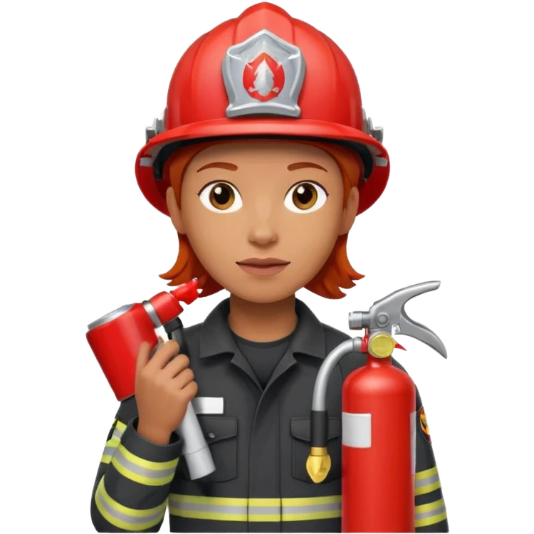 red haired firefighter with fire extinguisher emoji