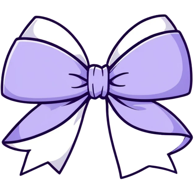 soft lavender ribbon bow with glitter emoji