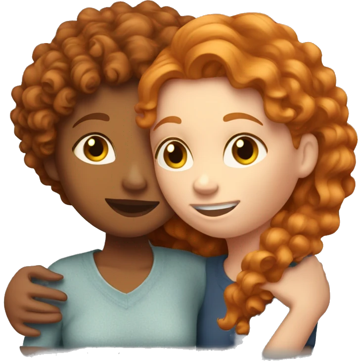 ginger hair girl hugging a girl with curly hair medium skin  emoji