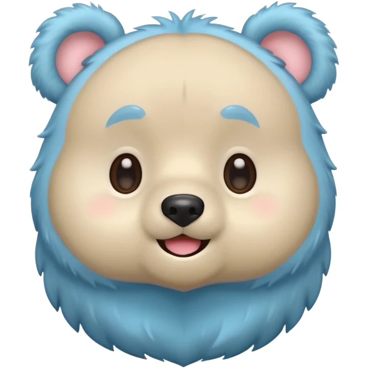 Cute pastel chibi bear emoji sticker, round face, big eyes, simple lines, 1:1 icon, no text emoji