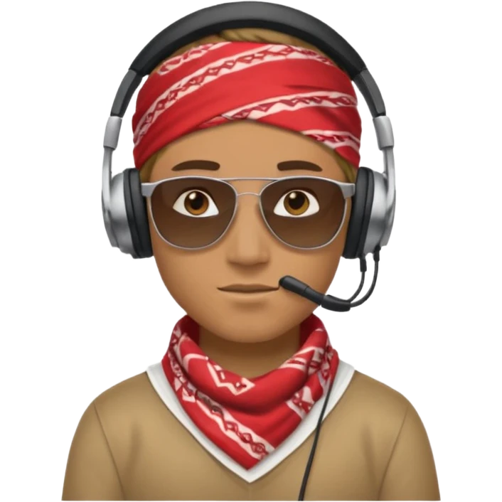 man with shades, headphones and bandana emoji