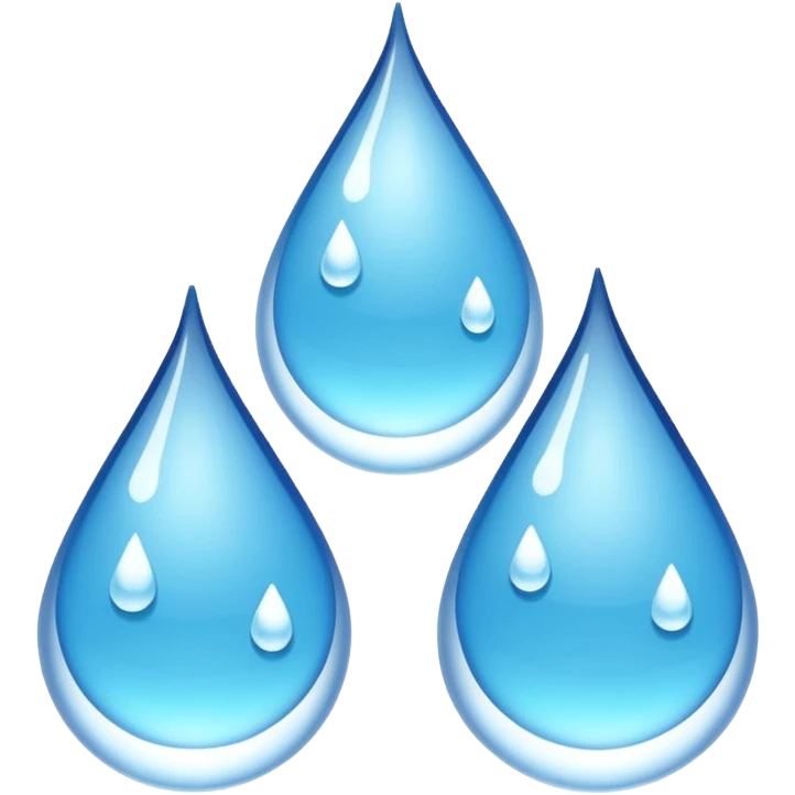 three equally sized droplets stacked on top of each other with two other droplets going outward from the middle droplet emoji
