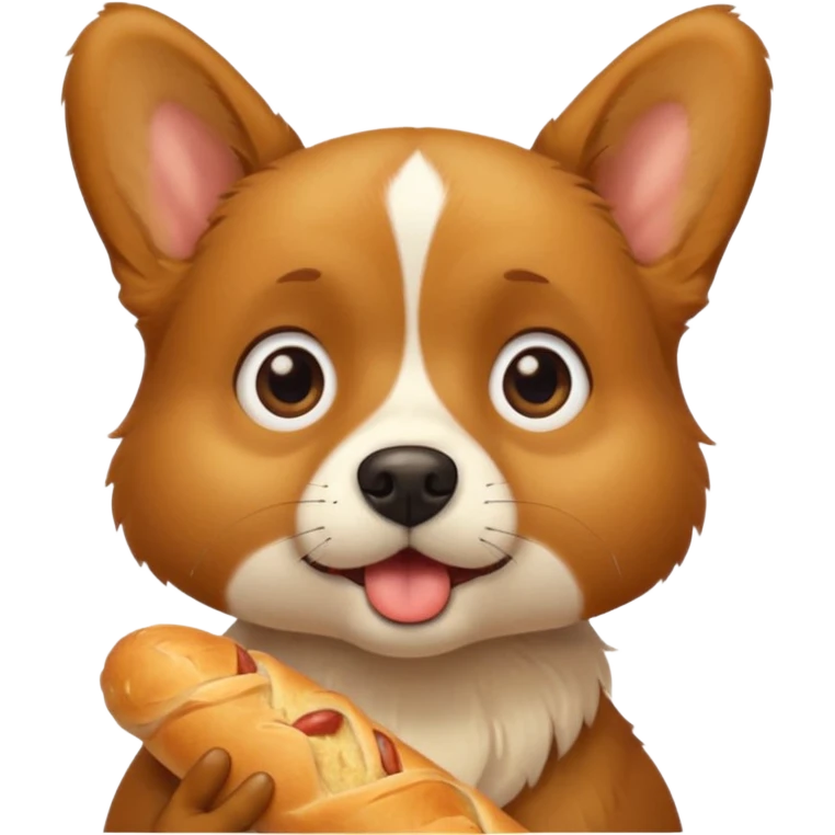 un chien choqué avec une baguette emoji