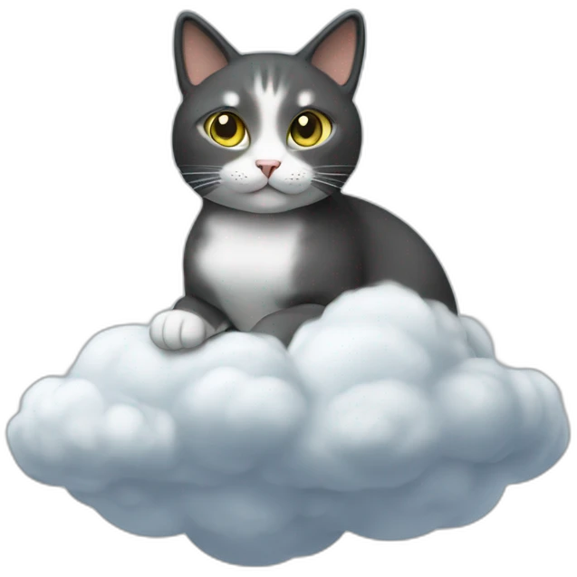cat secretary sitting on top of the cloud emoji