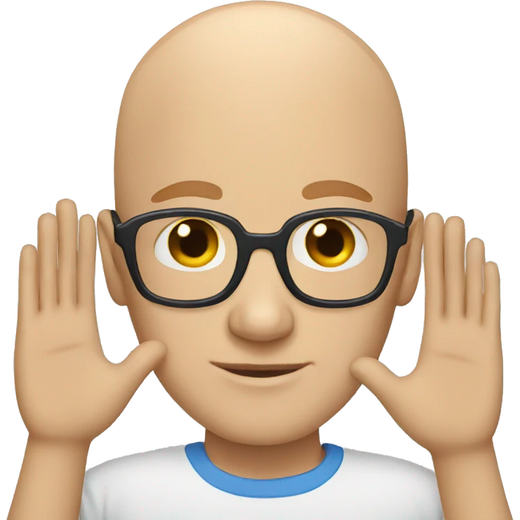 bald man with glasses and blue eyes joining hands emoji