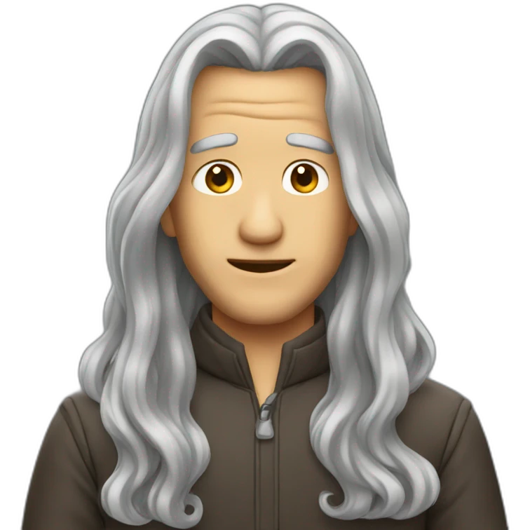 Men long grey hair emoji