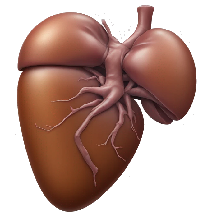 “A realistic image of a human liver, showing its smooth, reddish-brown texture, with clear anatomical details, and subtle shading to highlight its shape and depth.” emoji