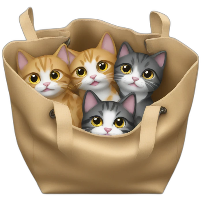 5 cats in bag emoji