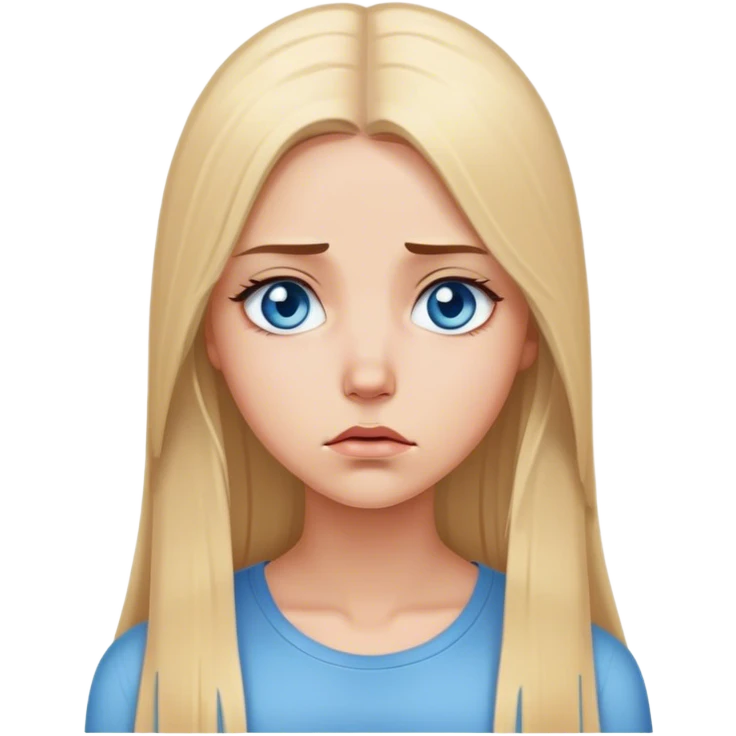 beautiful white girl with long straight blonde hair blue eyes sad angry upset hurt mad emoji