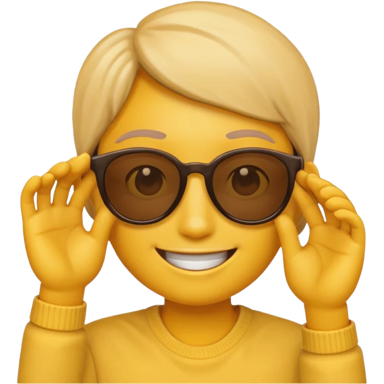 make me a emoji that is with summer glasses and a arm at the face smiling emoji