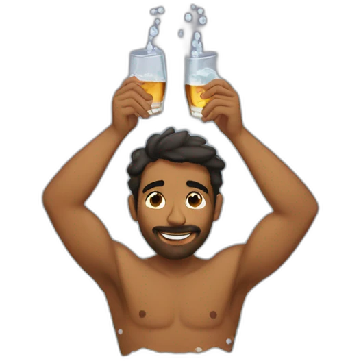 Brown man bathing in a bath full of whisky  emoji