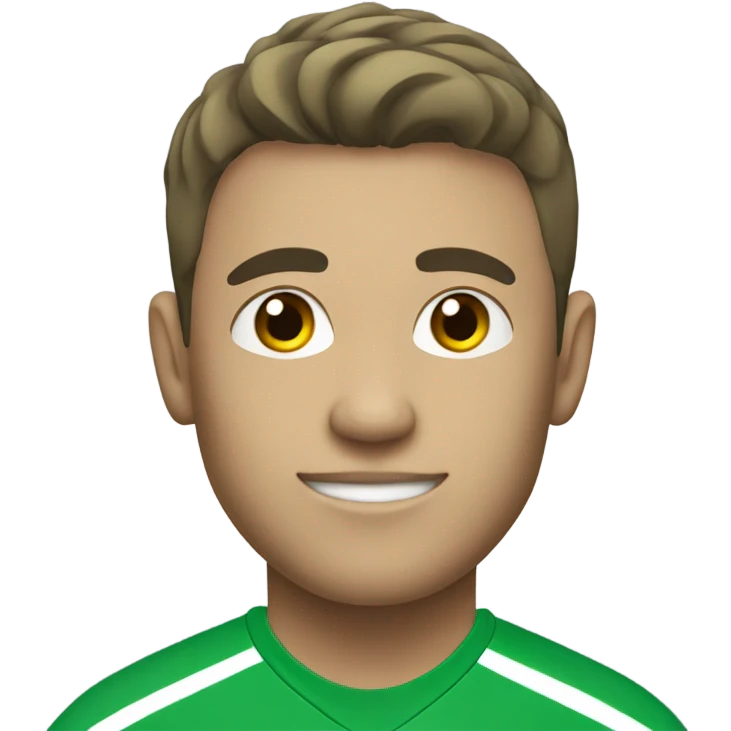 A soccer player with a green shirt with white skin color  emoji