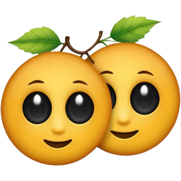 emoji, feuille d'érable couleur vermeille, deux yeux ronds noirs brillants emoji