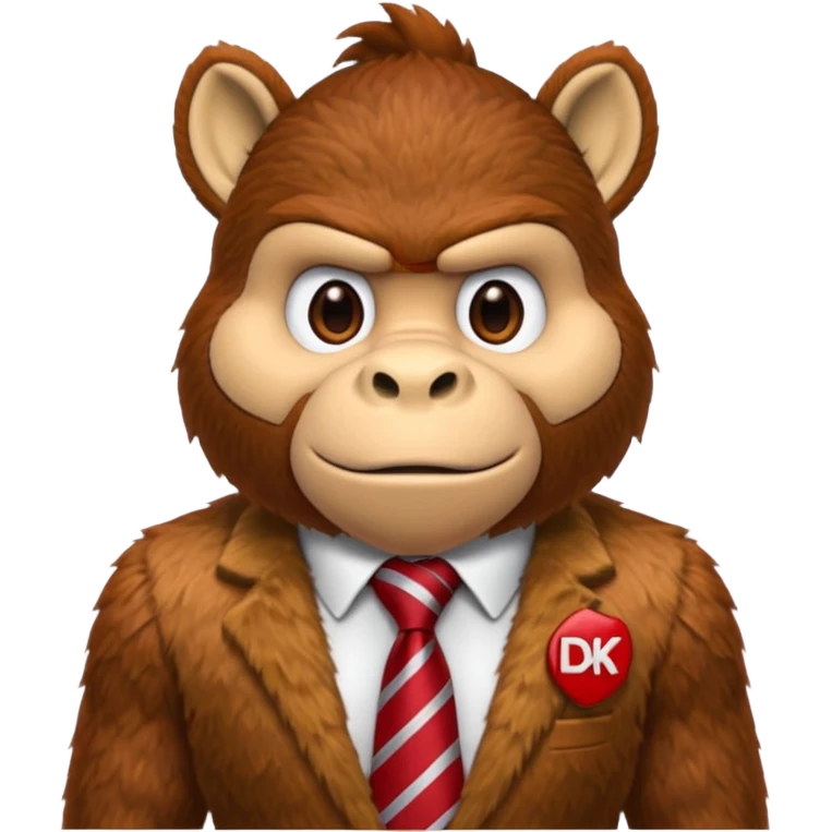 Donkey Kong🦍💪🐵 with red tie with his initials (DK) on emoji