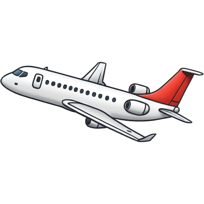 aeroplane hand-drawn side view icon, black background white outline emoji