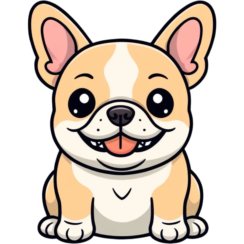 A fawn french bulldog smiling  emoji