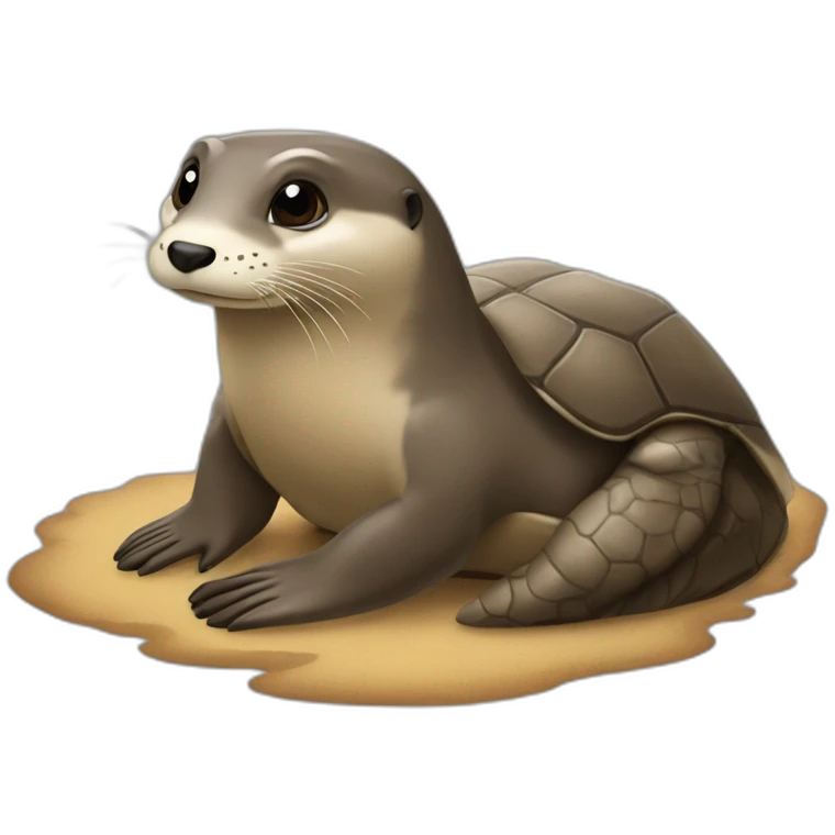 Une loutre sur une tortue emoji