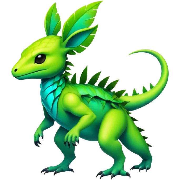 Tropical futuristic lush cool edgy neon Fionbri-Vernid-ET-creature (full body) emoji