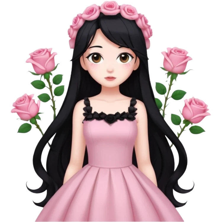 Pastel pink anime lady roses emoji