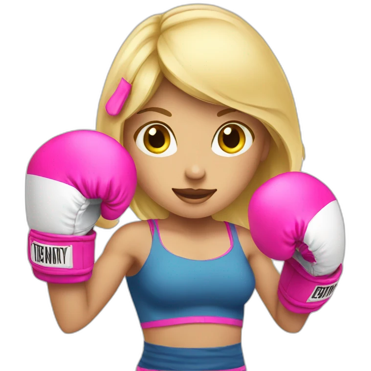 blonde girl with pink boxing gloves emoji