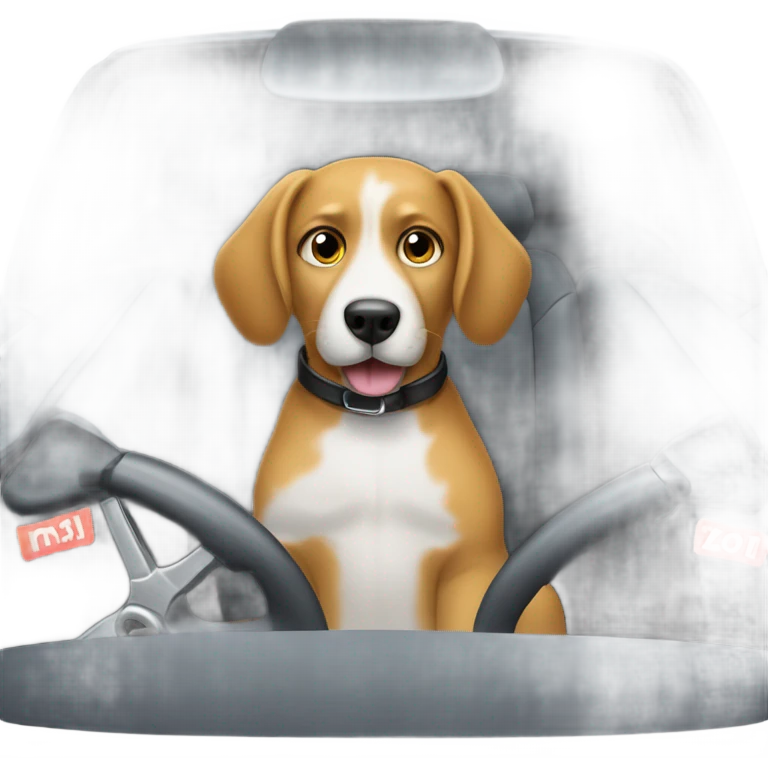 Dog driving emoji